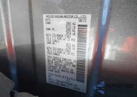 2023 Nissan Rogue Sv Fwd из США, поврежденный, VIN 5N1BT3BA8PC876262